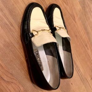 Vintage black and white Moschino loafer shoes